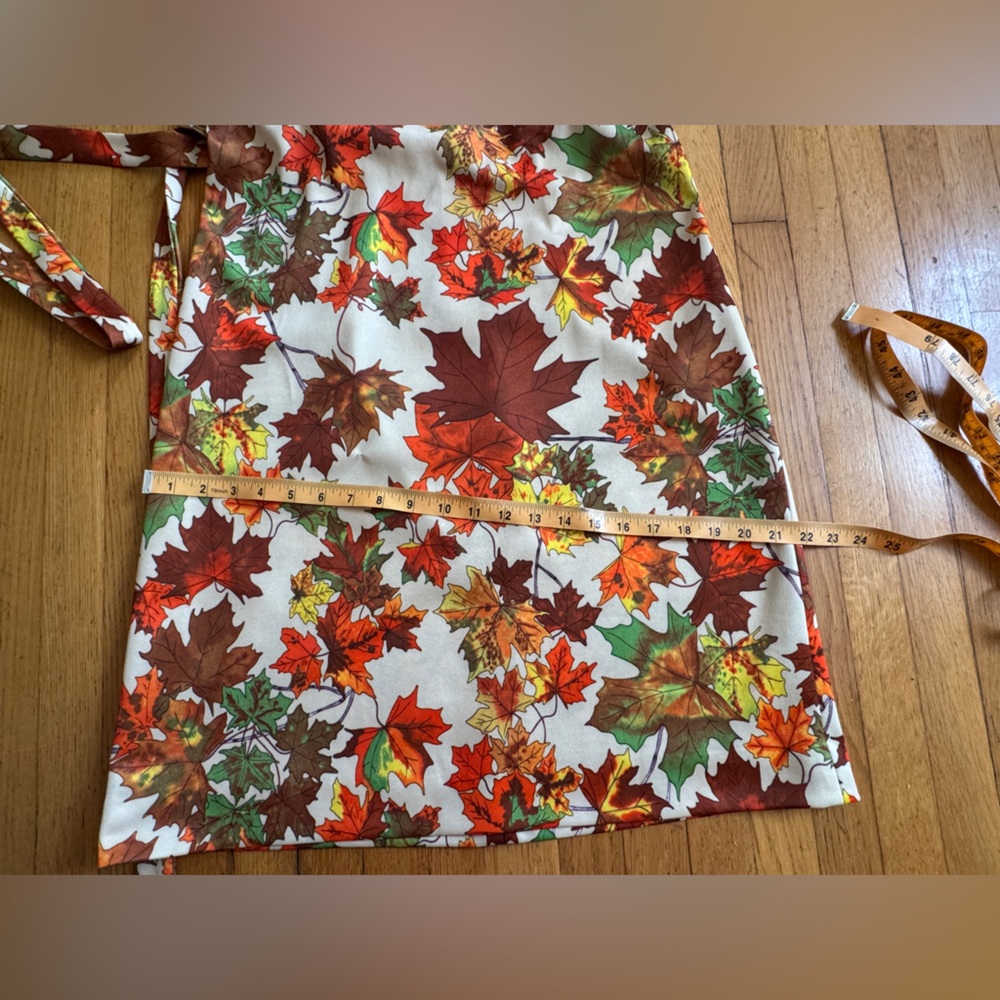70s Vintage Fall Leaf Novelty Print Dress Sz M - Picture 11 of 12